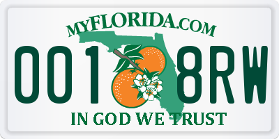 FL license plate 0018RW