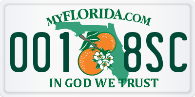 FL license plate 0018SC