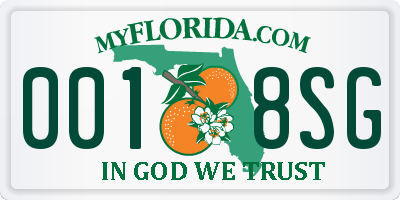 FL license plate 0018SG