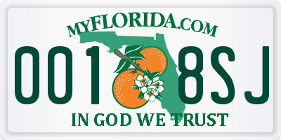 FL license plate 0018SJ