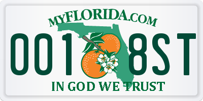 FL license plate 0018ST