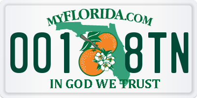 FL license plate 0018TN