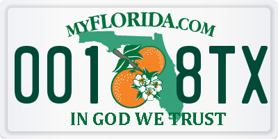 FL license plate 0018TX