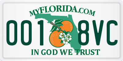 FL license plate 0018VC