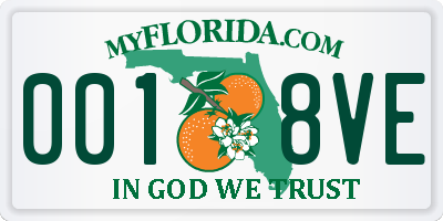 FL license plate 0018VE