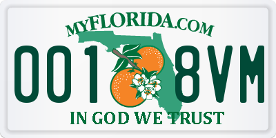 FL license plate 0018VM