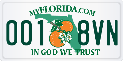 FL license plate 0018VN