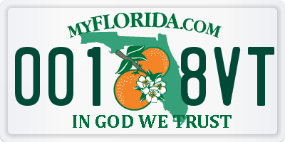 FL license plate 0018VT