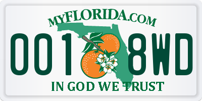 FL license plate 0018WD