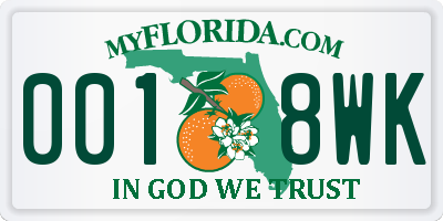 FL license plate 0018WK