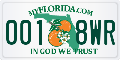 FL license plate 0018WR