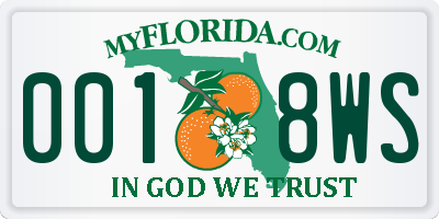 FL license plate 0018WS