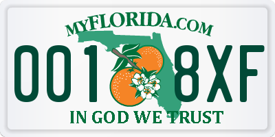 FL license plate 0018XF