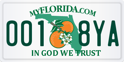 FL license plate 0018YA