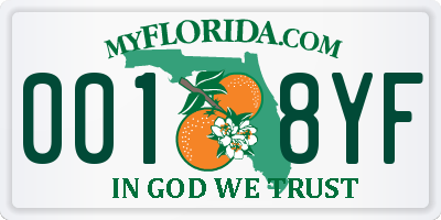 FL license plate 0018YF