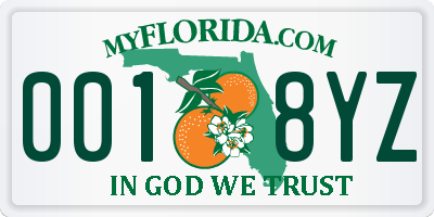 FL license plate 0018YZ