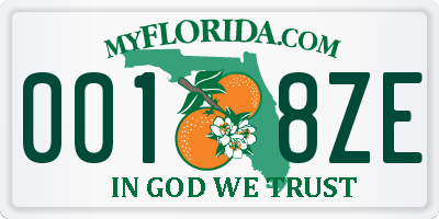 FL license plate 0018ZE