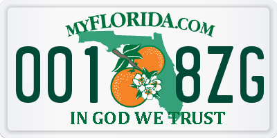 FL license plate 0018ZG