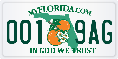 FL license plate 0019AG