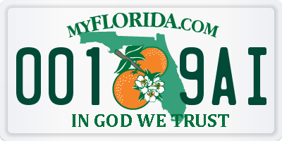FL license plate 0019AI