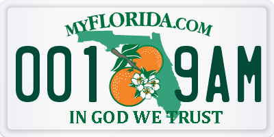 FL license plate 0019AM