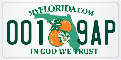 FL license plate 0019AP