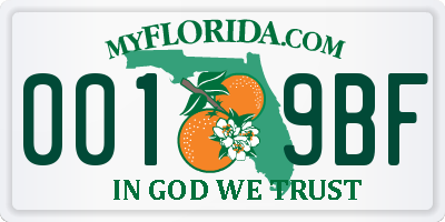 FL license plate 0019BF