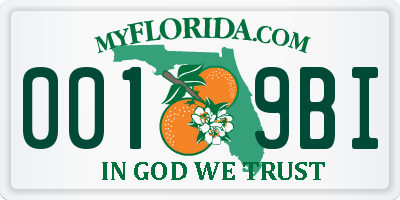 FL license plate 0019BI