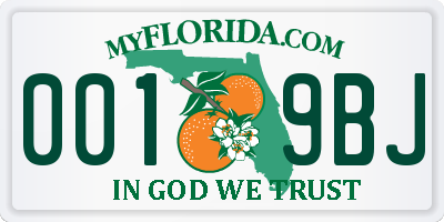 FL license plate 0019BJ