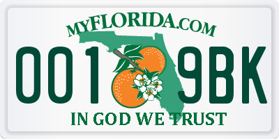 FL license plate 0019BK