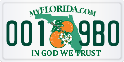 FL license plate 0019BO