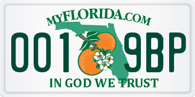 FL license plate 0019BP