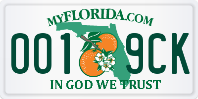 FL license plate 0019CK