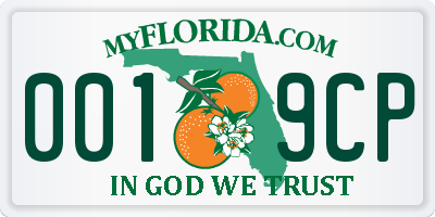 FL license plate 0019CP