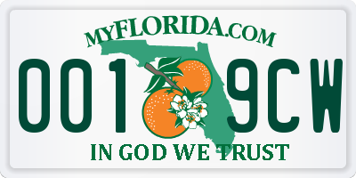 FL license plate 0019CW