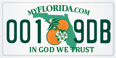 FL license plate 0019DB
