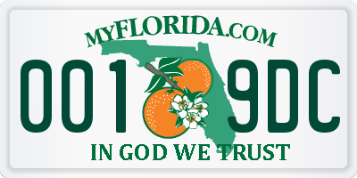 FL license plate 0019DC