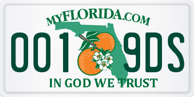 FL license plate 0019DS