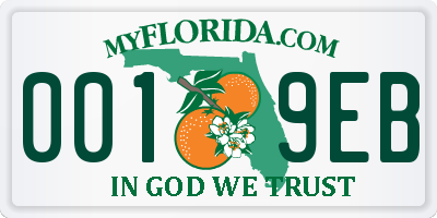FL license plate 0019EB