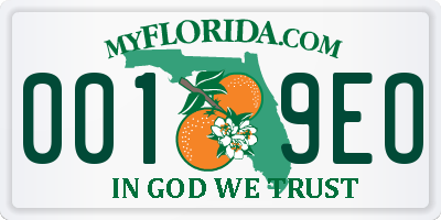 FL license plate 0019EO