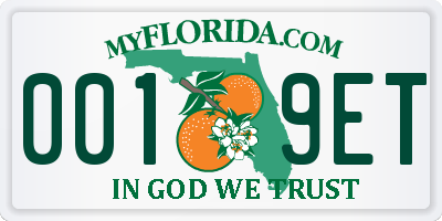 FL license plate 0019ET