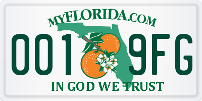 FL license plate 0019FG