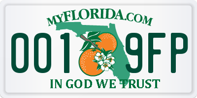 FL license plate 0019FP