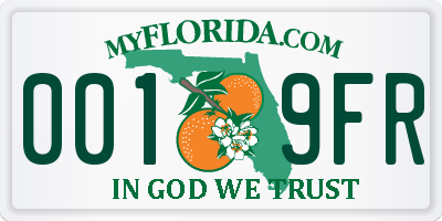 FL license plate 0019FR
