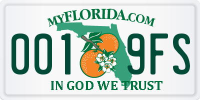 FL license plate 0019FS