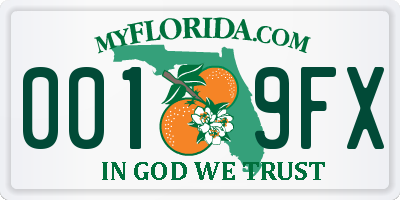 FL license plate 0019FX