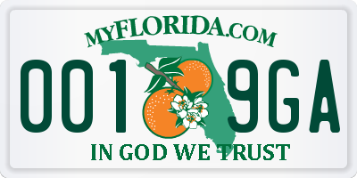 FL license plate 0019GA