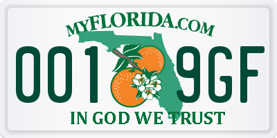 FL license plate 0019GF