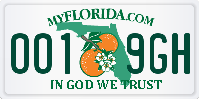 FL license plate 0019GH