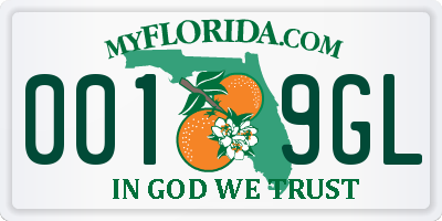 FL license plate 0019GL